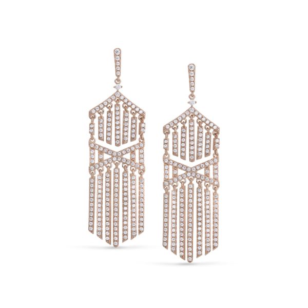 Rose Gold Finish Sterling Silver Micropave Cascade Earrings with Simulated Diamonds Supply