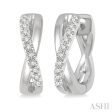 1 10 Ctw Split Intersecting Arms Round Cut Diamond Huggie Earrings in 10K White Gold on Sale