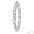 1 1 2 Ctw Inside-Out Round Cut Diamond Hoop Earrings in 14K White Gold Fashion