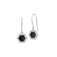 Platinum Finish Sterling Silver Micropave Black Enamel Hexagon Earrings with Simulated Diamonds Online Sale