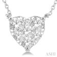 3 4 Ctw Lovebright Diamond Heart Necklace in 14K White Gold Hot on Sale