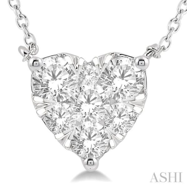 3 4 Ctw Lovebright Diamond Heart Necklace in 14K White Gold Hot on Sale