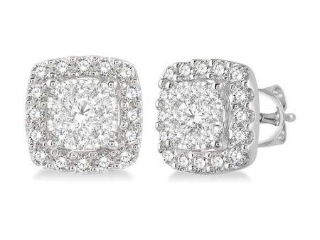 1 2 Ctw Cushion Shape Lovebright Round Cut Diamond Stud Earrings in 14K White Gold on Sale