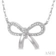 1 20 Ctw Bow Tie Round Cut Diamond Necklace in 10K White Gold For Cheap