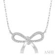 1 20 Ctw Bow Tie Round Cut Diamond Necklace in 10K White Gold For Cheap