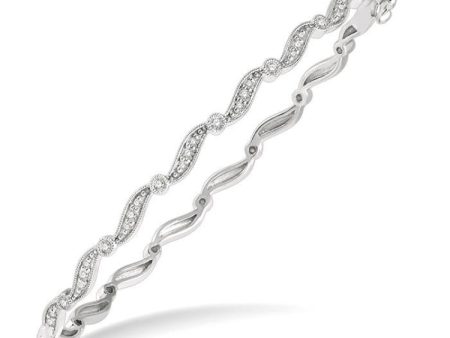 1 4 Ctw Curvy Round Cut Diamond Stackable Bangle in 14K White Gold Supply