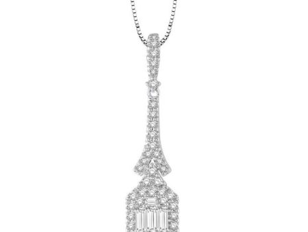 1 2 Ctw Baguette & Round Cut Diamond Pendant in 14K White Gold with chain Supply