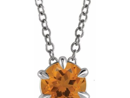 Sterling Silver 5 mm Natural Citrine Solitaire 16-18  Necklace Online Hot Sale