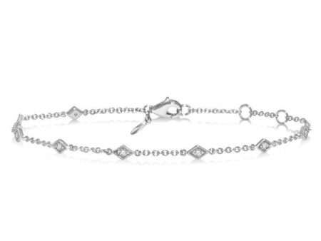 1 6 Ctw Kite Shape Mount Round Cut Diamond Station Bracelet in 10K White Gold Online