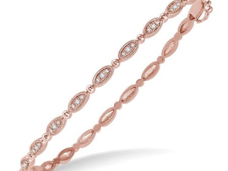 1 4 Ctw Oval Mount Round Cut Diamond Stackable Bangle in 14K Rose Gold For Cheap