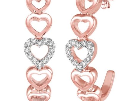 1 10 Ctw Five Heart Union Round Cut Diamond Earrings in 10K Rose Gold Cheap