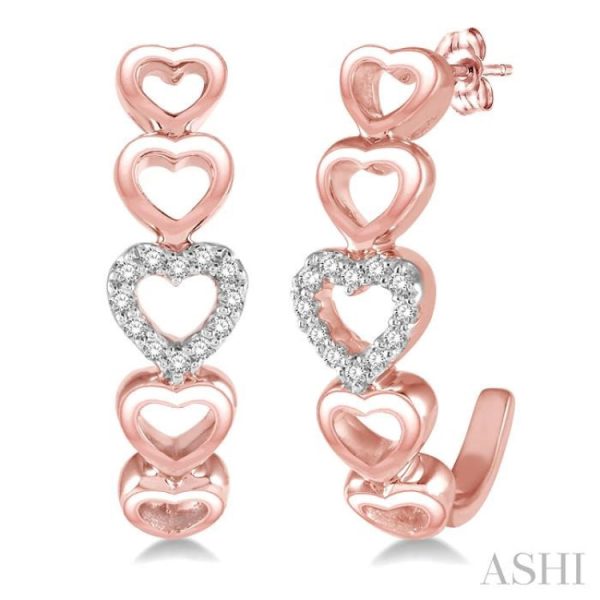 1 10 Ctw Five Heart Union Round Cut Diamond Earrings in 10K Rose Gold Cheap