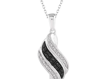 1 10 Ctw White and Black Diamond Fashion Pendant in Sterling Silver with Chain Sale