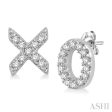 1 10 Ctw Naughts & Crosses Round Cut Diamond Earrings in 10K White Gold Online Hot Sale