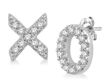 1 10 Ctw Naughts & Crosses Round Cut Diamond Earrings in 10K White Gold Online Hot Sale