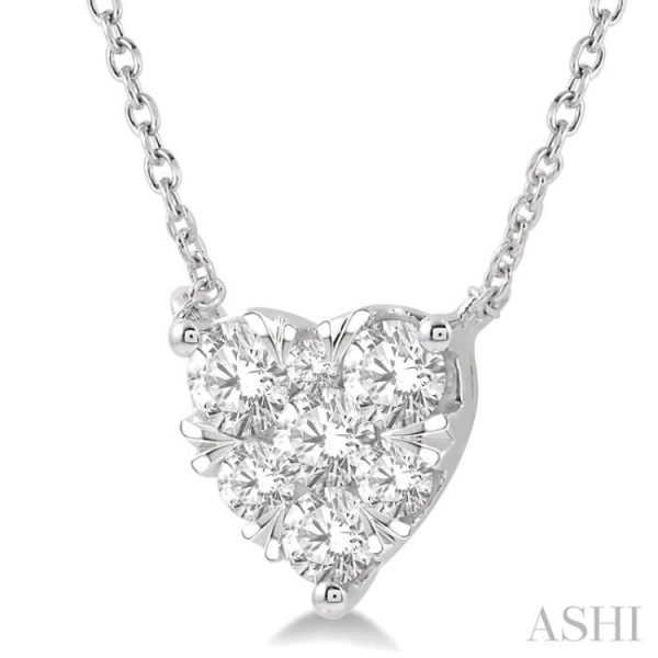 3 4 Ctw Lovebright Diamond Heart Necklace in 14K White Gold Hot on Sale