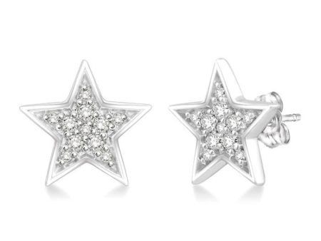 1 10 Ctw Star Cutout Round Cut Diamond Earrings in 10K White Gold Online now