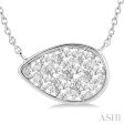 1 2 Ctw Pear Shape Lovebright Diamond Necklace in 14K White Gold For Sale