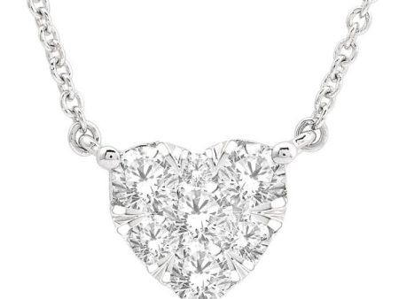 1 2 Ctw Lovebright Diamond Heart Necklace in 14K White Gold Cheap