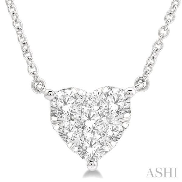 1 2 Ctw Lovebright Diamond Heart Necklace in 14K White Gold Cheap