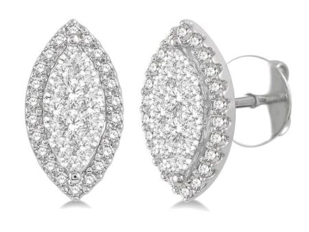 1 2 Ctw Marquise Shape Lovebright Round Cut Diamond Stud Earrings in 14K White Gold Sale