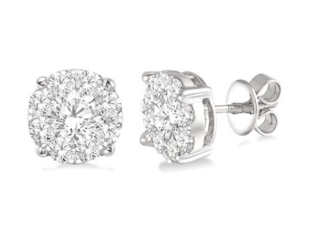 1 1 2 Ctw Lovebright Round Cut Diamond Stud Earrings in 14K White Gold Online Sale