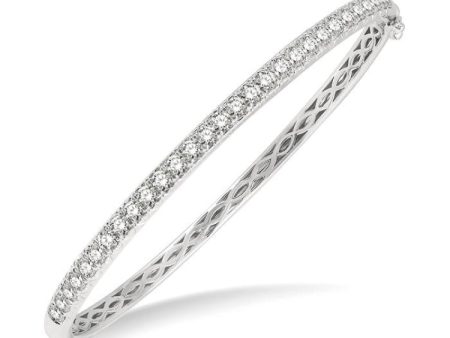 2 Ctw Round Cut Diamond Bangle in 14K White Gold For Discount