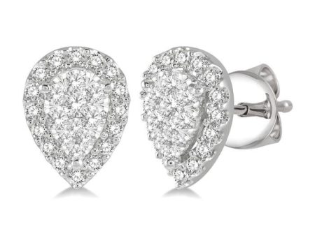 1 2 Ctw Pear Shape Lovebright Diamond Stud Earrings in 14K White Gold Online Hot Sale