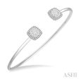 3 4 Ctw Cushion Shape Lovebright Open Cuff Diamond Bangle in 14K White Gold Supply