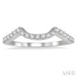 1 4 ctw Crescent Center Round Cut Diamond Wedding Band in 14K White Gold For Cheap