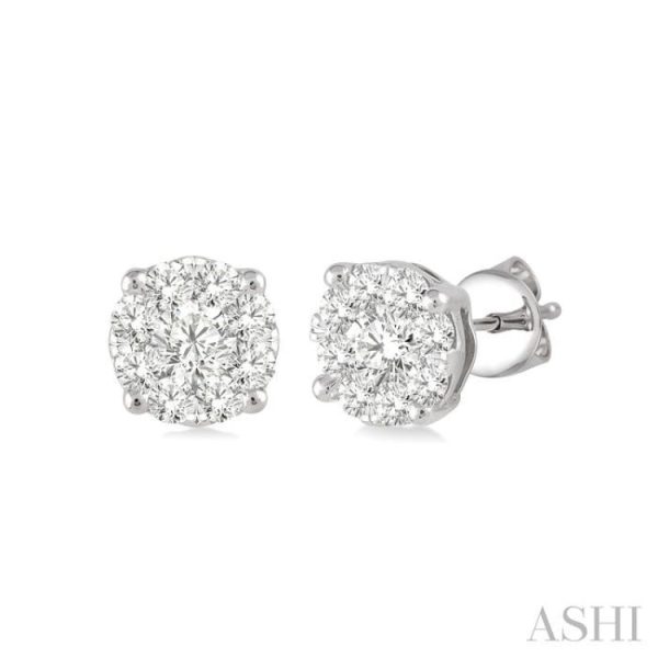 1 4 Ctw Lovebright Round Cut Diamond Stud Earrings in 14K White Gold Cheap