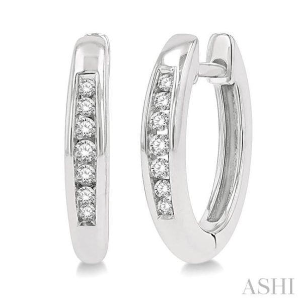 1 10 Ctw Inlay Round Cut Diamond Huggie Earrings in 10K White Gold Supply