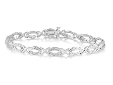 1 10 Ctw Round Cut Diamond Swirl bracelet in Sterling Silver on Sale