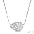 1 3 Ctw Pear Shape Lovebright Diamond Necklace in 14K White Gold on Sale