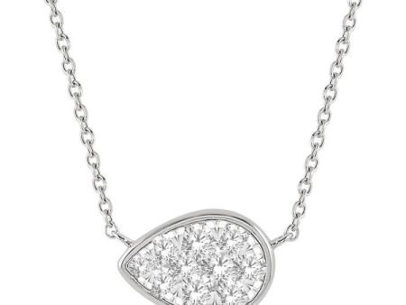 1 3 Ctw Pear Shape Lovebright Diamond Necklace in 14K White Gold on Sale