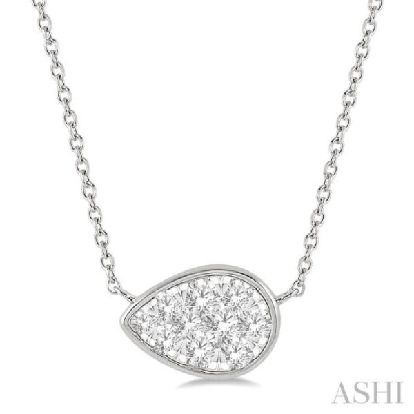 1 3 Ctw Pear Shape Lovebright Diamond Necklace in 14K White Gold on Sale