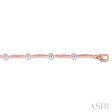 1 10 Ctw Round Cut Diamond Illusion Plate Link Bracelet in 10K Rose and White Gold Discount