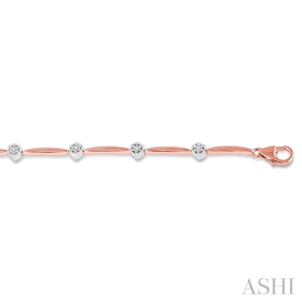 1 10 Ctw Round Cut Diamond Illusion Plate Link Bracelet in 10K Rose and White Gold Discount