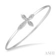 1 20 Ctw Marquise Cross Charm Round Cut Diamond Flexi Bangle in Sterling Silver Fashion