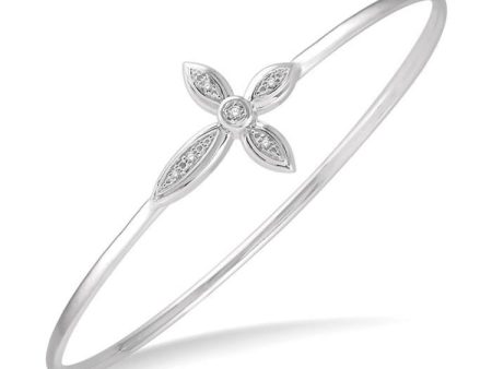 1 20 Ctw Marquise Cross Charm Round Cut Diamond Flexi Bangle in Sterling Silver Fashion