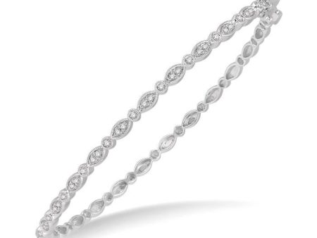 1 4 Ctw Marquise Mount Round Cut Diamond Stackable Bangle in 14K White Gold Supply