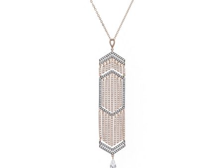 Rose Gold and Black Rhodium Finish Sterling Silver Micropave Cascade Pendant with Simulated Diamonds on 20  Cable Chain Online Hot Sale