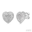 1 20 Ctw Single Cut Diamond Heart Earrings in Sterling Silver For Cheap