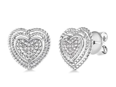 1 20 Ctw Single Cut Diamond Heart Earrings in Sterling Silver For Cheap