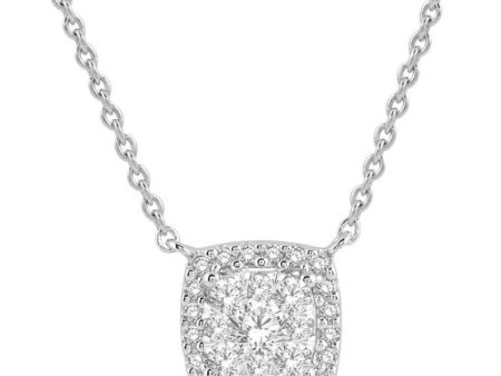 1 3 Ctw Cushion Shape Lovebright Diamond Necklace in 14K White Gold For Discount