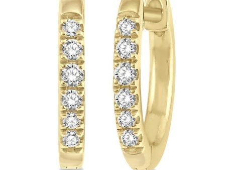 1 8 Ctw Round Cut Diamond Huggie Earrings in 10K Yellow Gold For Discount