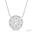 1 2 Ctw Round Shape Lovebright Diamond Necklace in 14K White Gold Online Sale