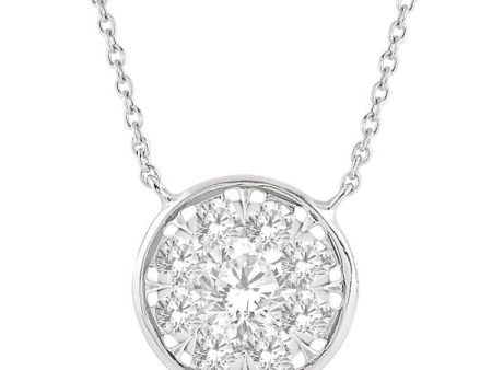 1 2 Ctw Round Shape Lovebright Diamond Necklace in 14K White Gold Online Sale