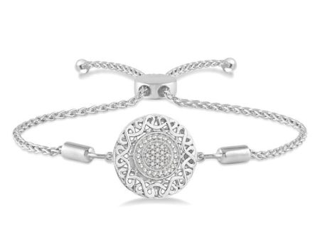 1 20 Ctw Circular Lattice Medallion Round Cut Diamond Sterling Silver Lariat Bracelet Online now