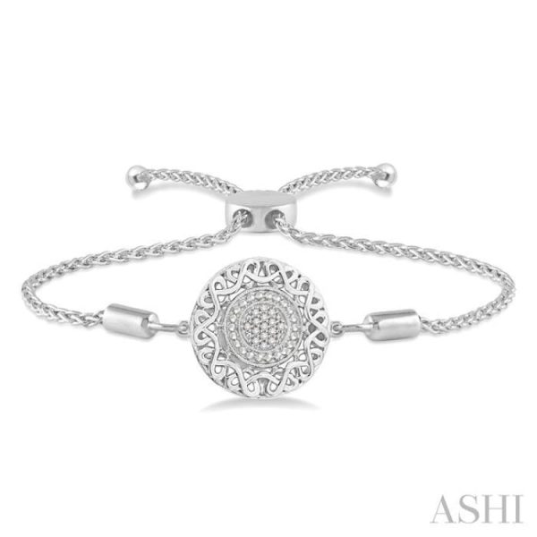 1 20 Ctw Circular Lattice Medallion Round Cut Diamond Sterling Silver Lariat Bracelet Online now